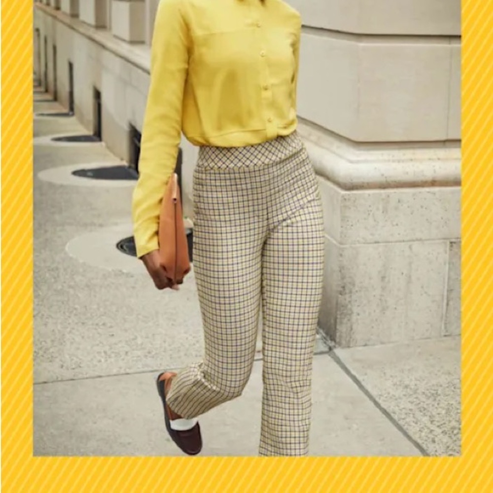 SPANX Yellow Plaid Boot Cut Pants